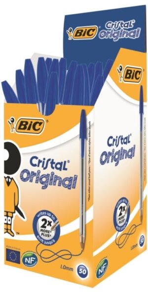 BIC Cristal Medium Blue Ballpoint Pens (Pack of 50)