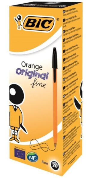 BIC Orange Fine Black Ballpoint Pens