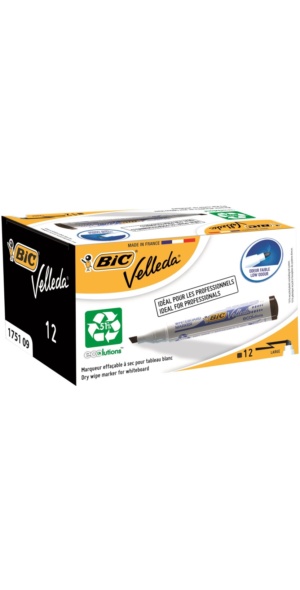 BIC Velleda Chisel Tip Black Whiteboard Markers (Pack of 12)